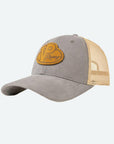 VP Racing leather patch hat in gray and khaki, featuring a stylish design and durable leather patch, perfect for casual wear and racing fans.