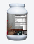 nutritional information label on container of Powermaster Chocolate Whey Isolate Protein Powder
