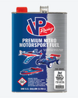 one-gallon can of VP 15% Mean & Green 18% Oil RC Plane Nitro Fuel