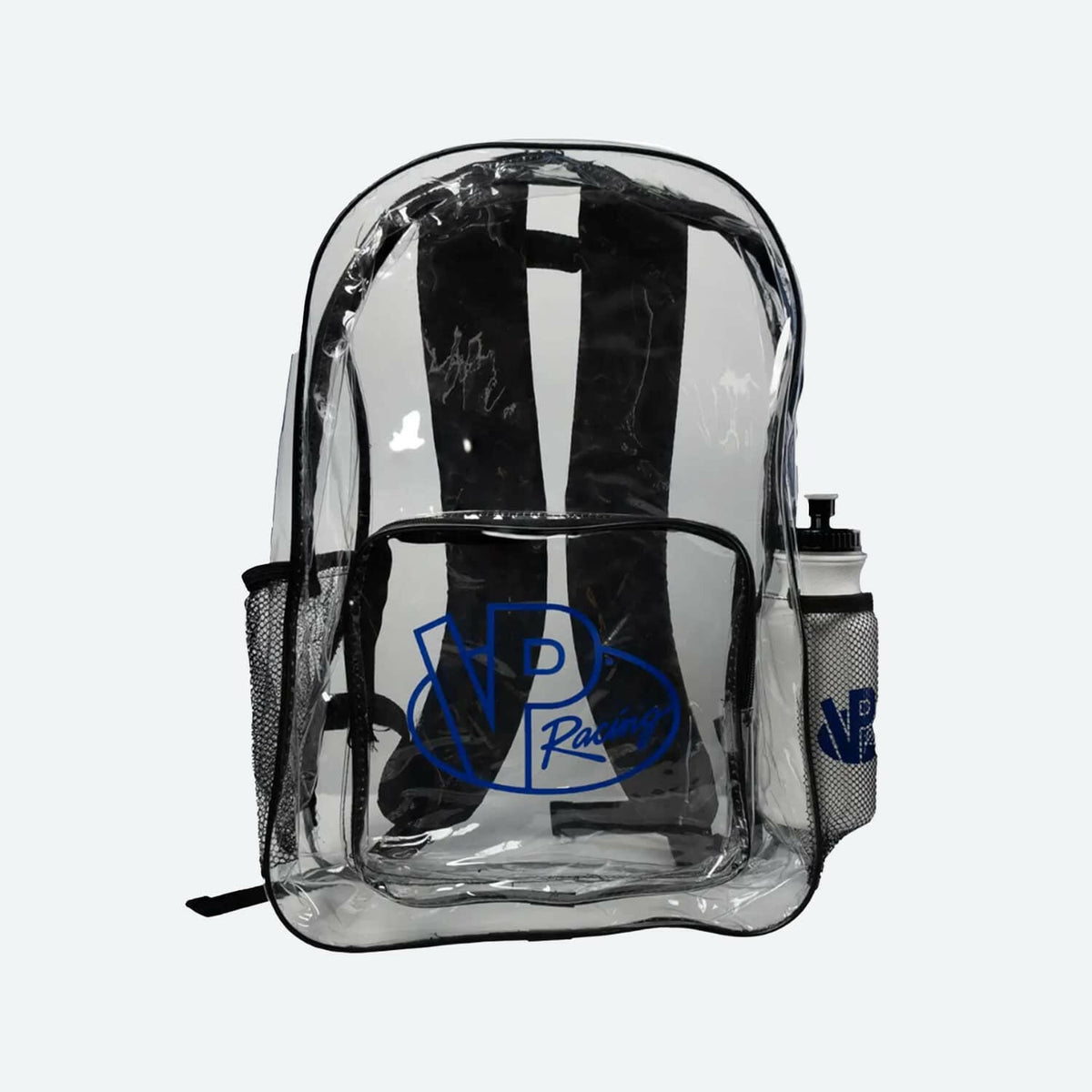 NASCAR Official Member Clear Backpack With Adjustable Straps & Mesh Side Pockets black-nascar-logo-clear-  main image 2