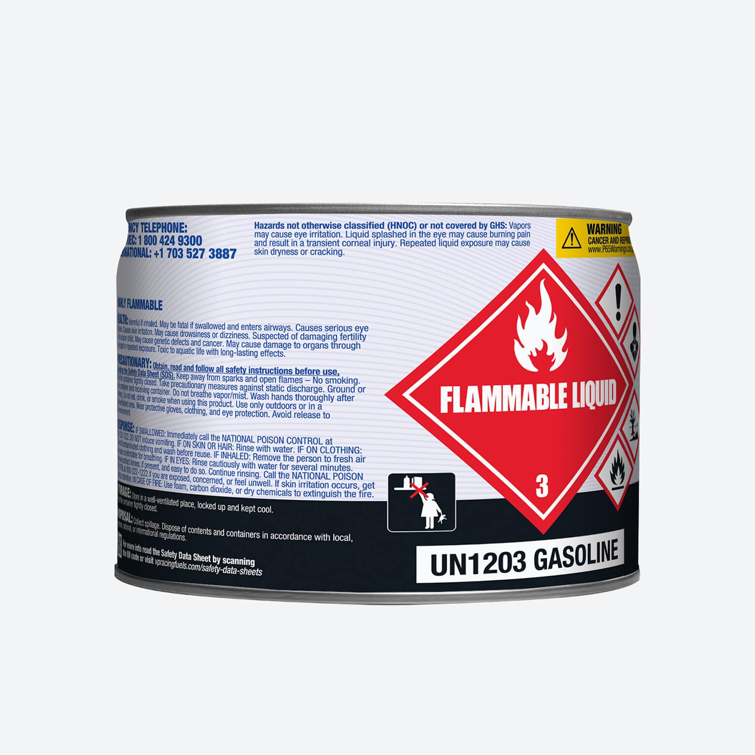 2.5-gallon pail of vp 4-cycle fuel for portable outdoor equipment