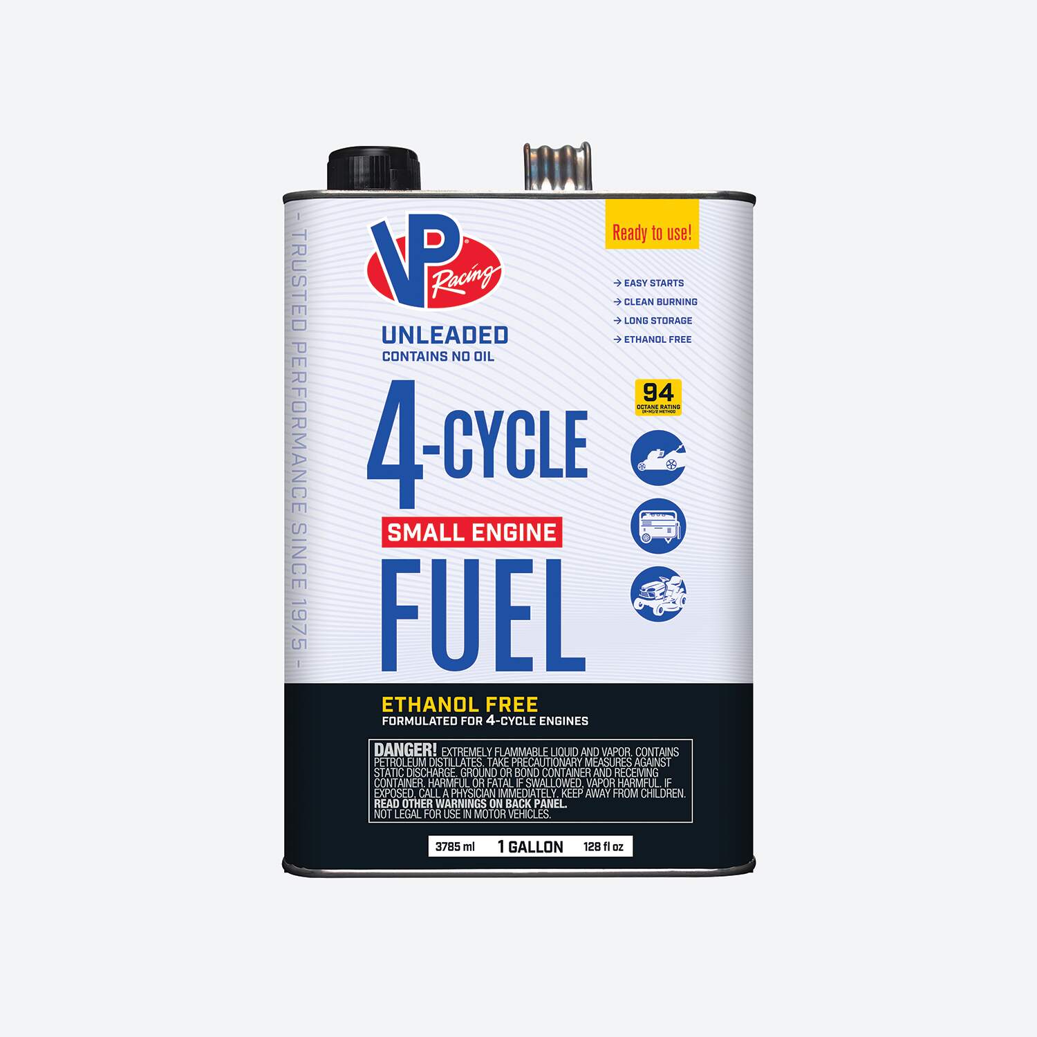 One-gallon container of VP 4-cycle fuel for small engines