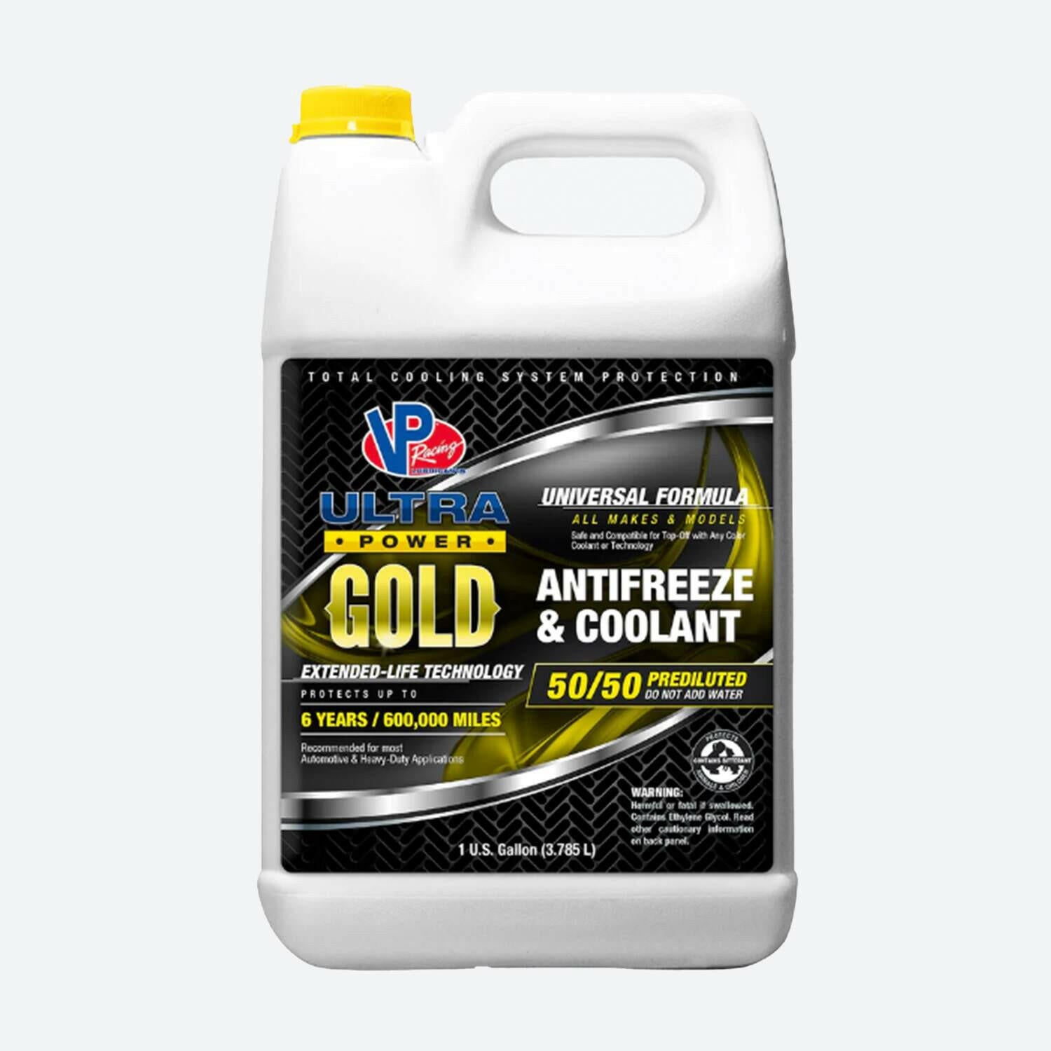 bottle of  VP Ultra Power™ GOLD 50/50 Prediluted HOAT Coolant