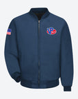 front of the VP navy blue men's workman jacket
