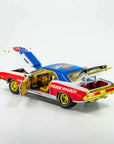 driver's side view of the VP Racing 1970 Dodge Challenger Diecast R/T HEMI 1:24 Scale with doors, hood, and trunk open