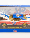 the VP Racing 1970 Dodge Challenger Diecast R/T HEMI 1:24 Scale inside its original packaging