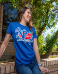 Lifestyle image of a young lady wearing the VP Speedster tee Women's Checkered Shirt