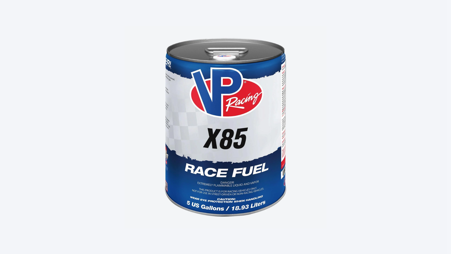 E85 race fuel container for performance vehicles