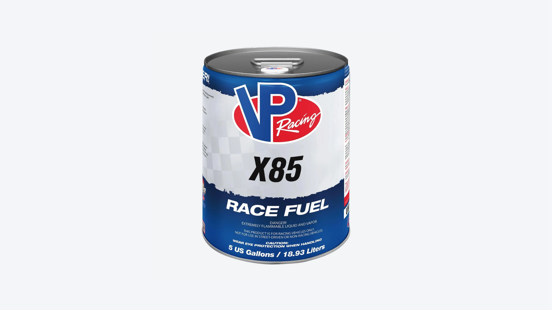 E85 race fuel container for performance vehicles