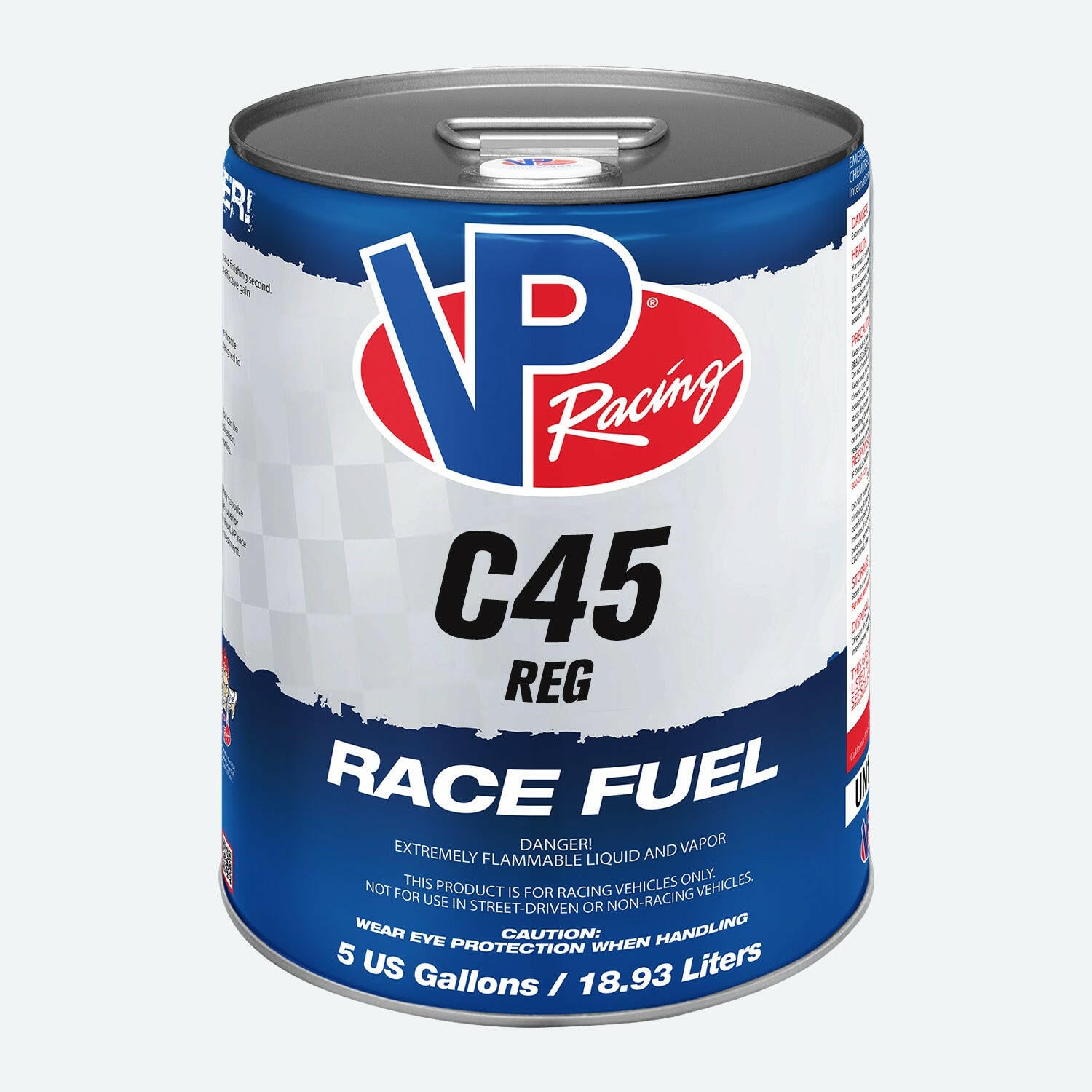 a 5-gallon pail of VP C45 REG race fuel