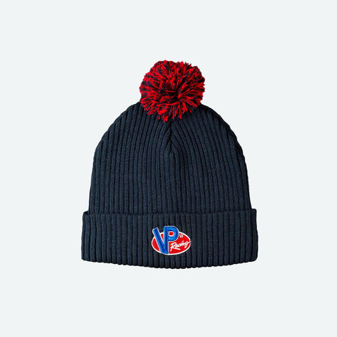 Blue Knit Pom Pom Beanie
