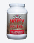 front label on container of Powermaster Chocolate Whey Isolate Protein Powder