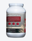 back label of container of Powermaster Vanilla Whey Isolate Protein Powder