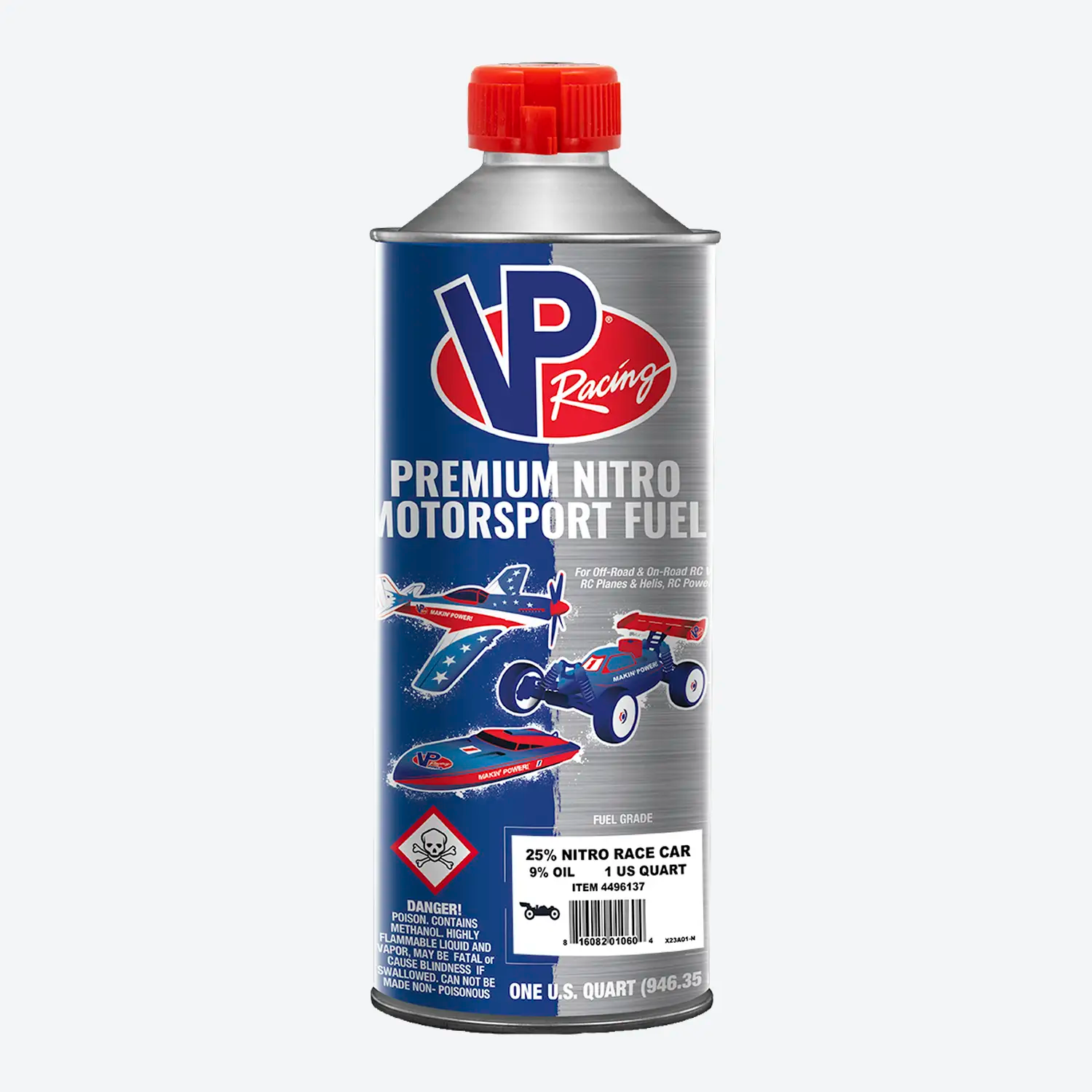 one-quart bottle of VP 25% nitro fuel for rc cars with 9% oil