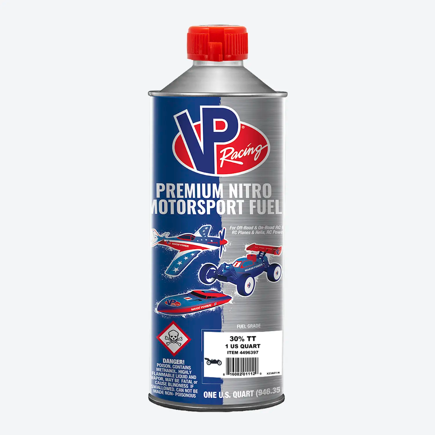 one-quart bottle of VP 1/8 Scale R/C Car 30% Nitro Fuel TT
