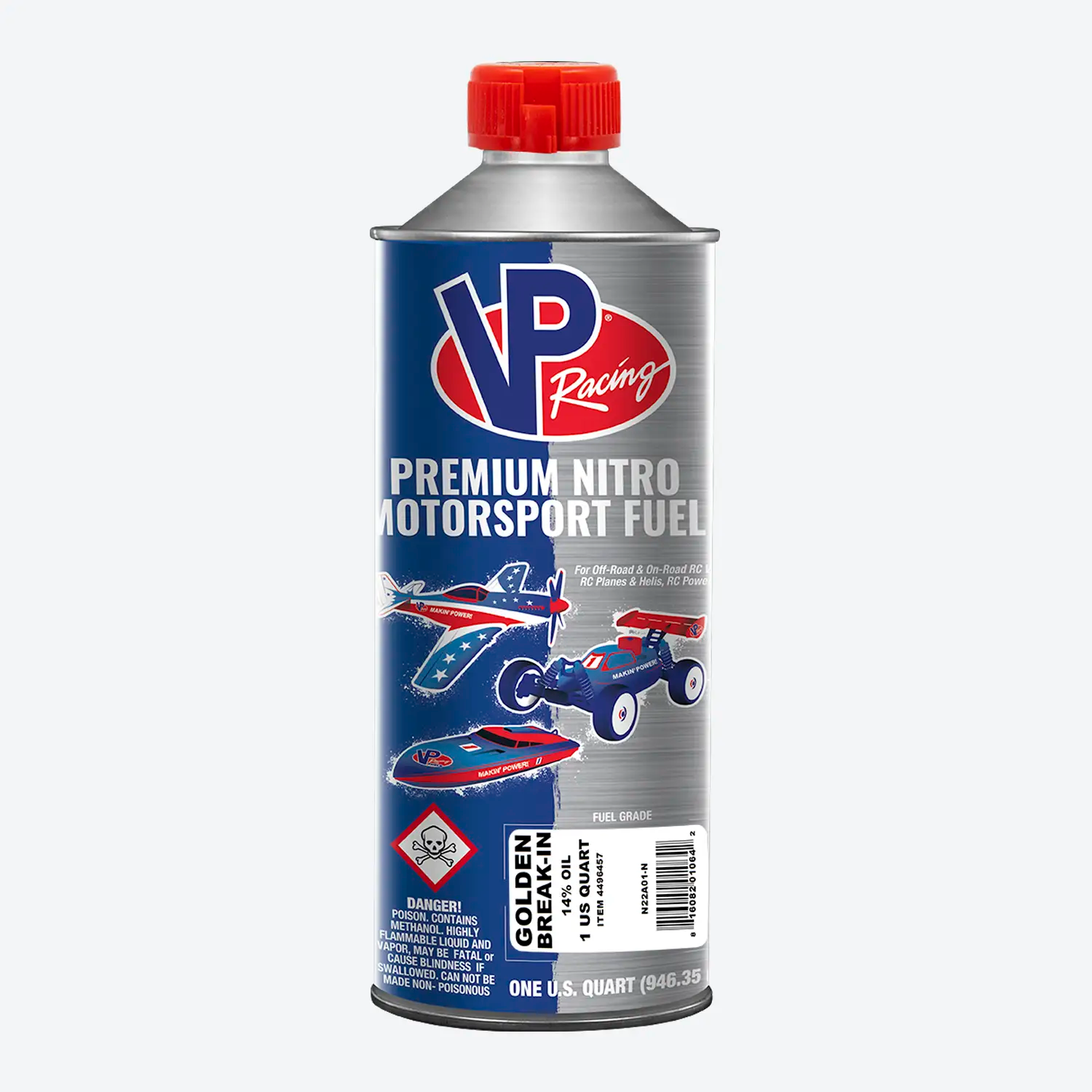 One-quart bottle of VP Golden Break-in with 14% oil for RC hobby cars