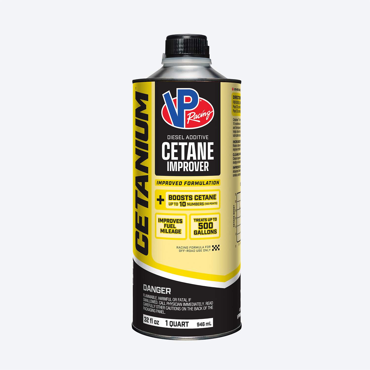 Bottle of VP Racing&#39;s Cetanium diesel cetane booster, 1 quart