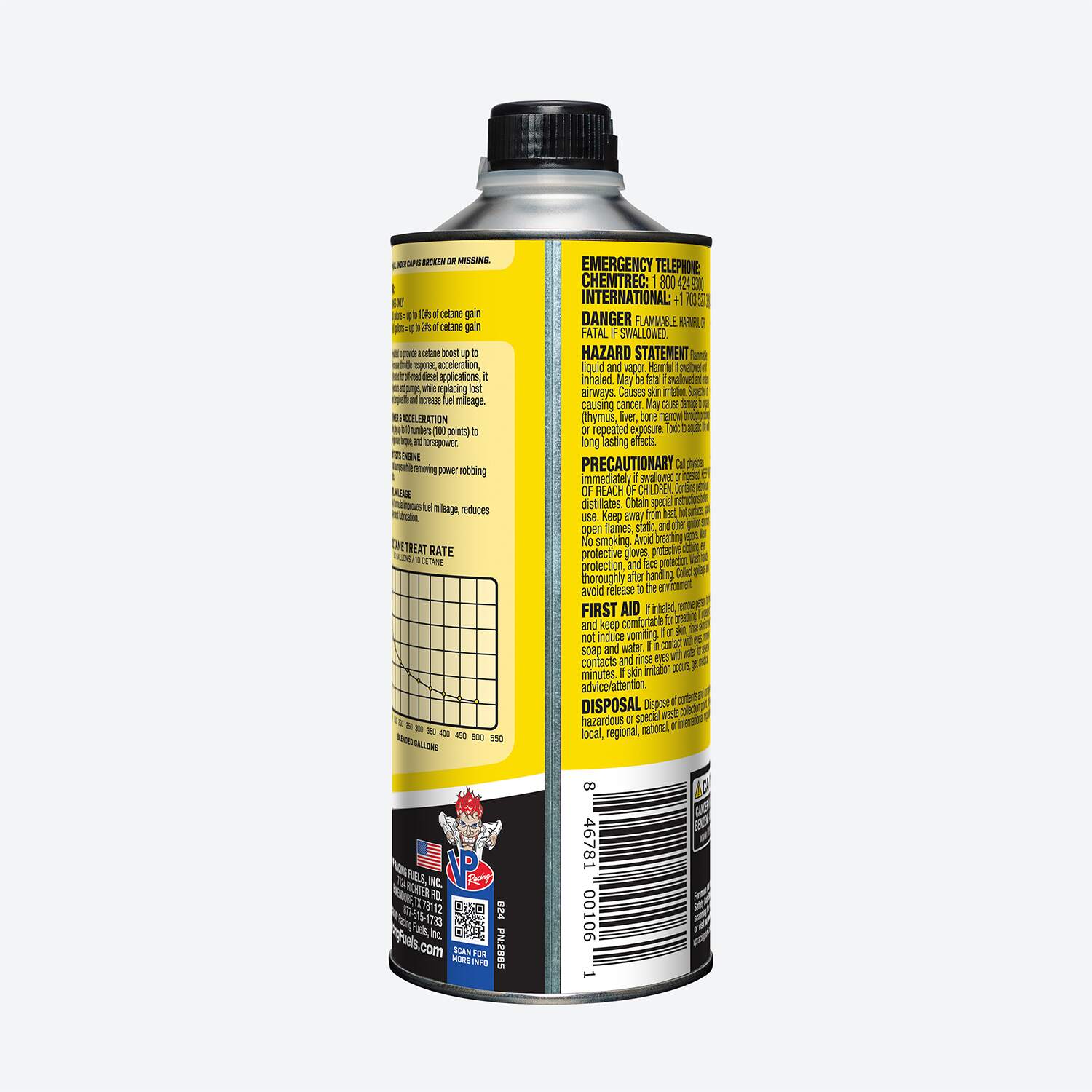 Bottle of VP Racing&#39;s Cetanium diesel cetane booster, 1 quart