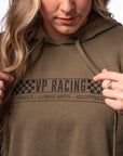 VP Racing Cropped Hoodie – Military Green with model lifestyle Shot