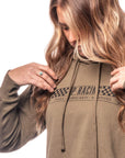 VP Racing Cropped Hoodie – Military Green with model lifestyle Shot