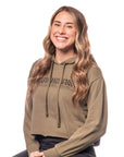 VP Racing Cropped Hoodie – Military Green with model lifestyle Shot