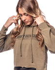 VP Racing Cropped Hoodie – Military Green with model lifestyle Shot