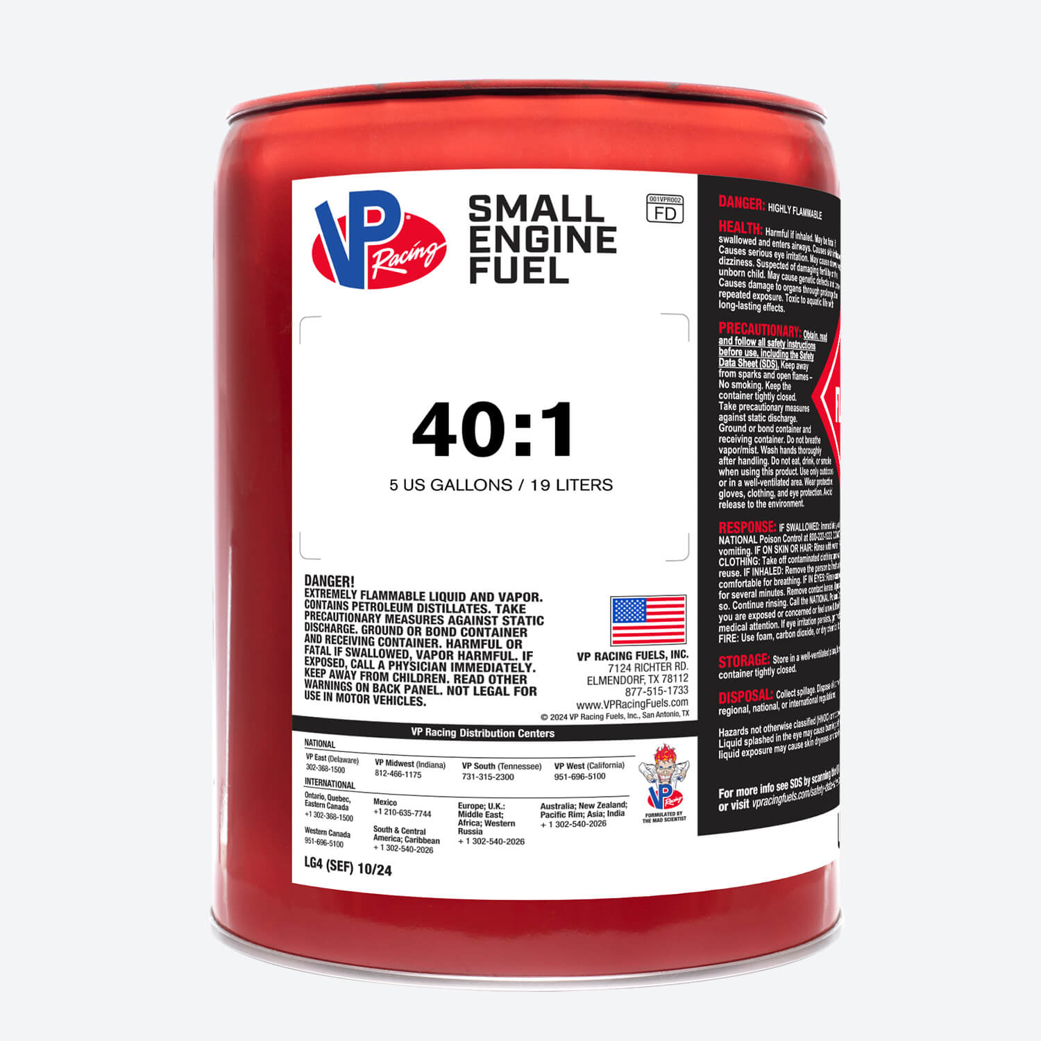 5-gallon pail of VP Racing 40:1 fuel mix