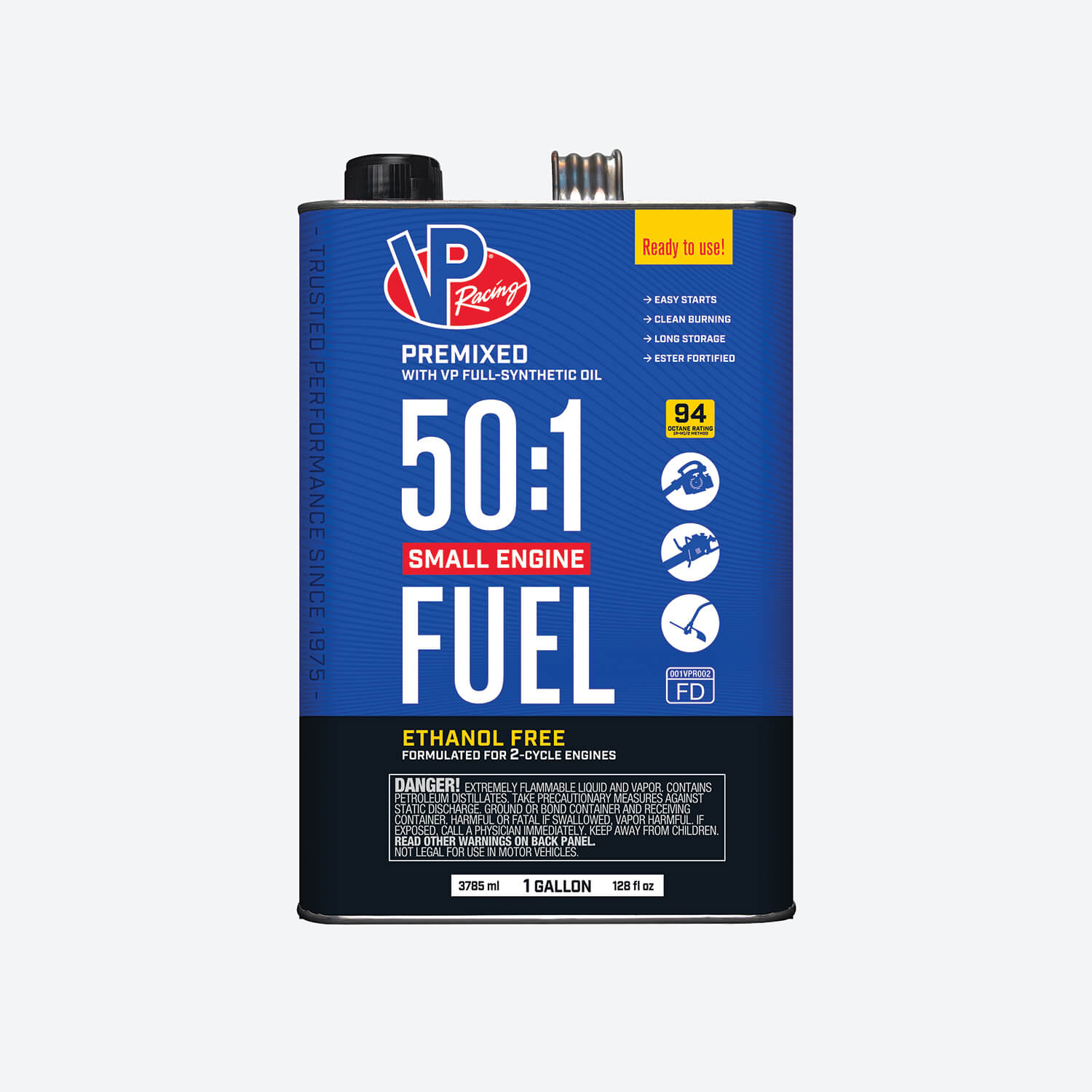 one-gallon container of VP 50:1 fuel mix
