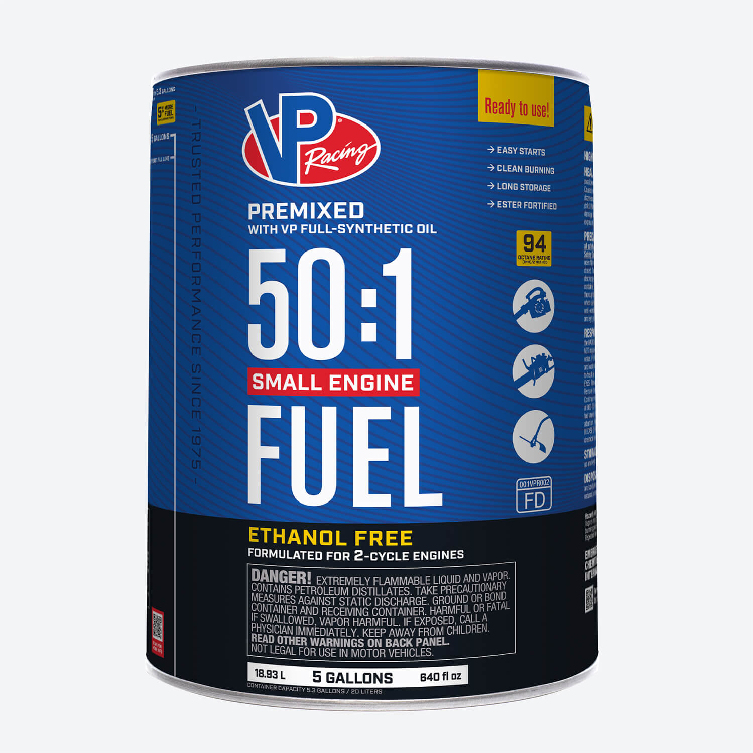 5-gallon pail of VP 50:1 fuel mix