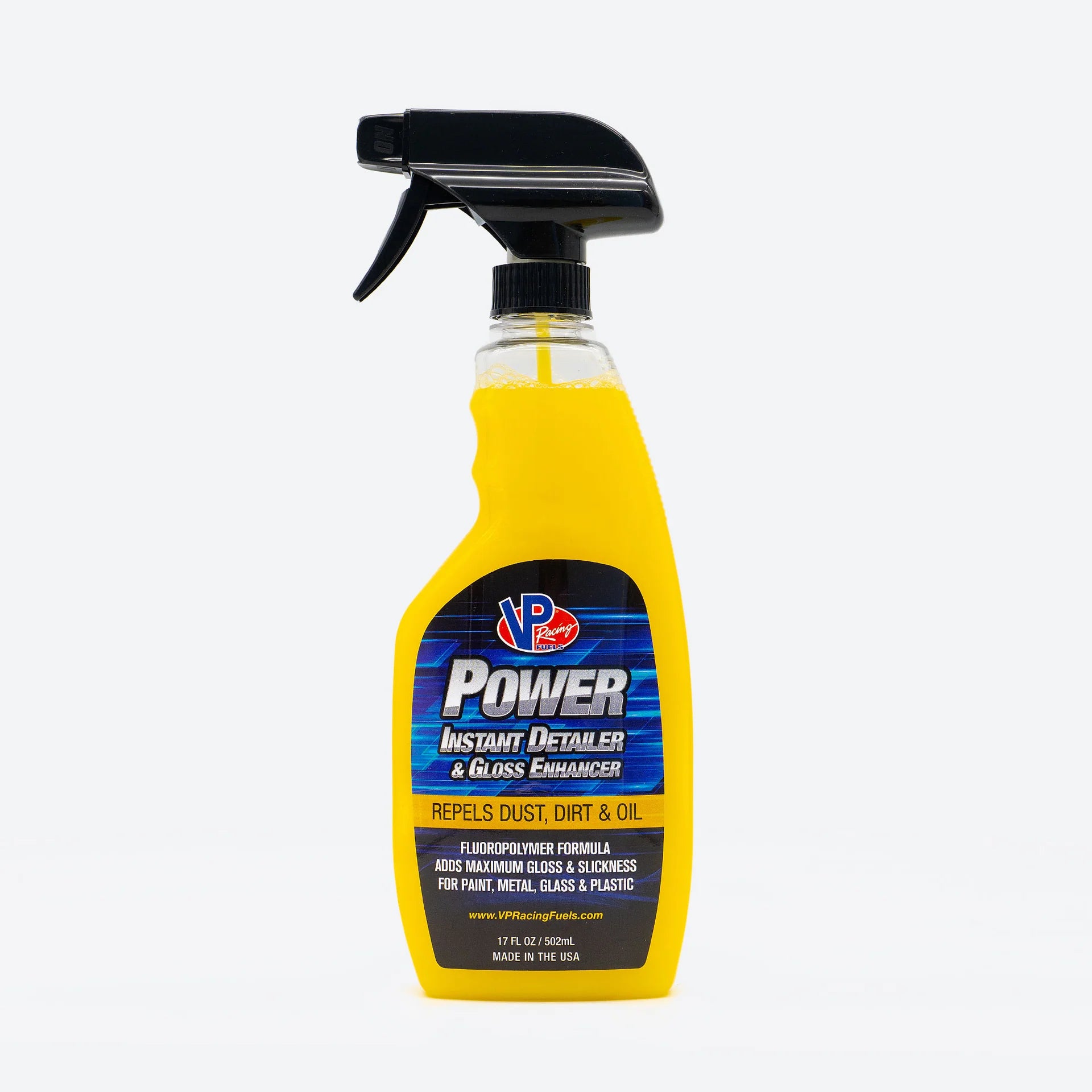 A bottle of VP Racing instant detailer spray, VP Power™ Instant Detailer &amp; Gloss Enhancer.