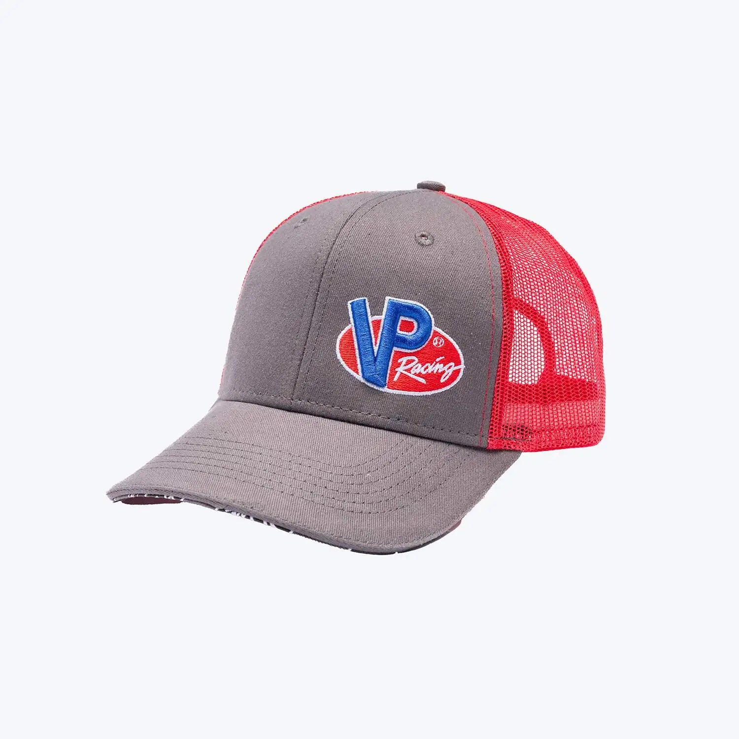 front of the VP Racing grey/red trucker hat