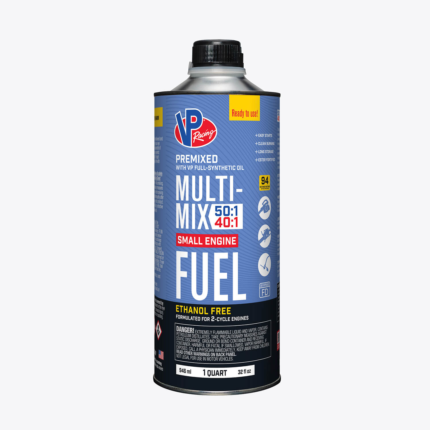 1-quart of VP Multi-Mix 40:1/50:1 Premixed Fuel for 2-Cycle Engines
