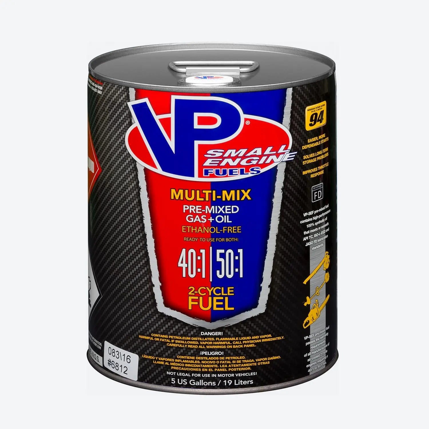 5-gallon pail of VP Multi-Mix Premixed Fuel for 2-Cycle Engines