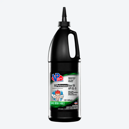 A bottle of VP Hi-Performance semi-synthetic GL5 limited slip 80w140 gear oil