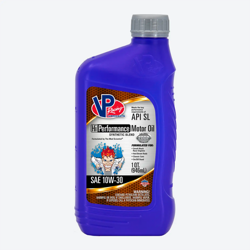 bottle of VP Hi-Performance synthetic blend SAE 10w30 oil