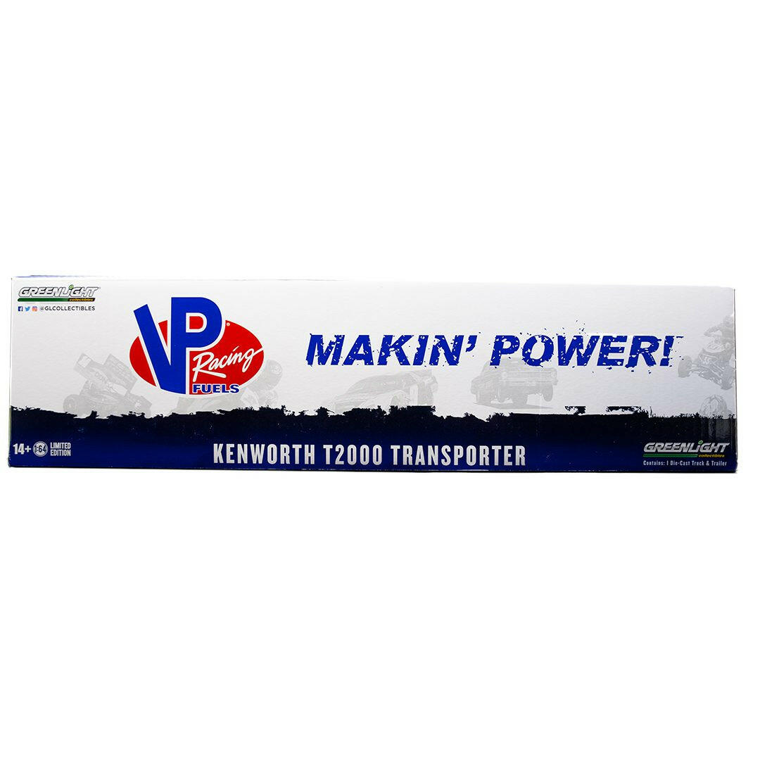 backside of the packaging box for the Greenlight Collectibles VP Racing 1:64 Kenworth T2000 Diecast