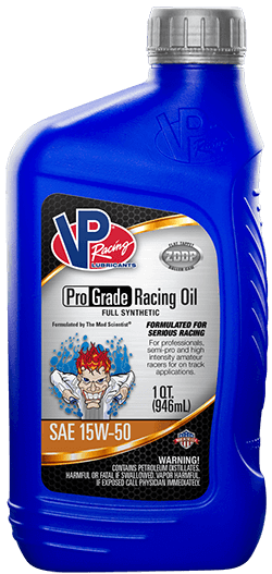 VP ProGrade 15w50 synthetic oil for racing