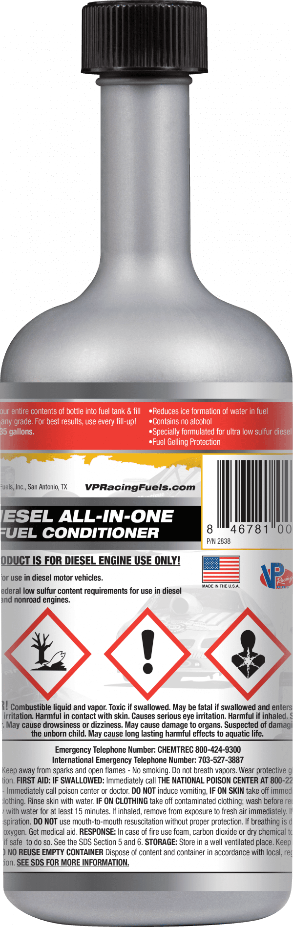 VP Diesel All-In-One diesel fuel additive - rear label