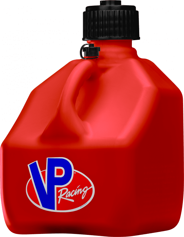Red VP 3-gallon Motorsport Container plastic utility jug with black jug cap