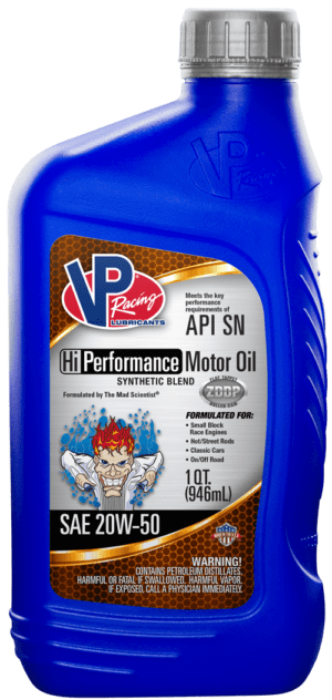 VP Hi-Performance 20w50 synthetic blend racing oil