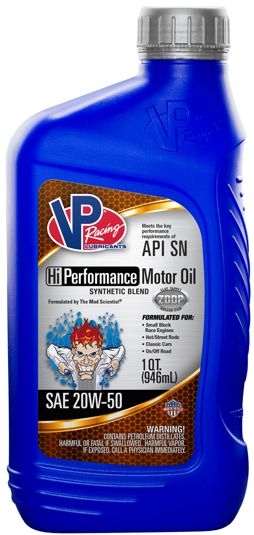 VP Hi-Performance 20w50 synthetic oil blend racing oil