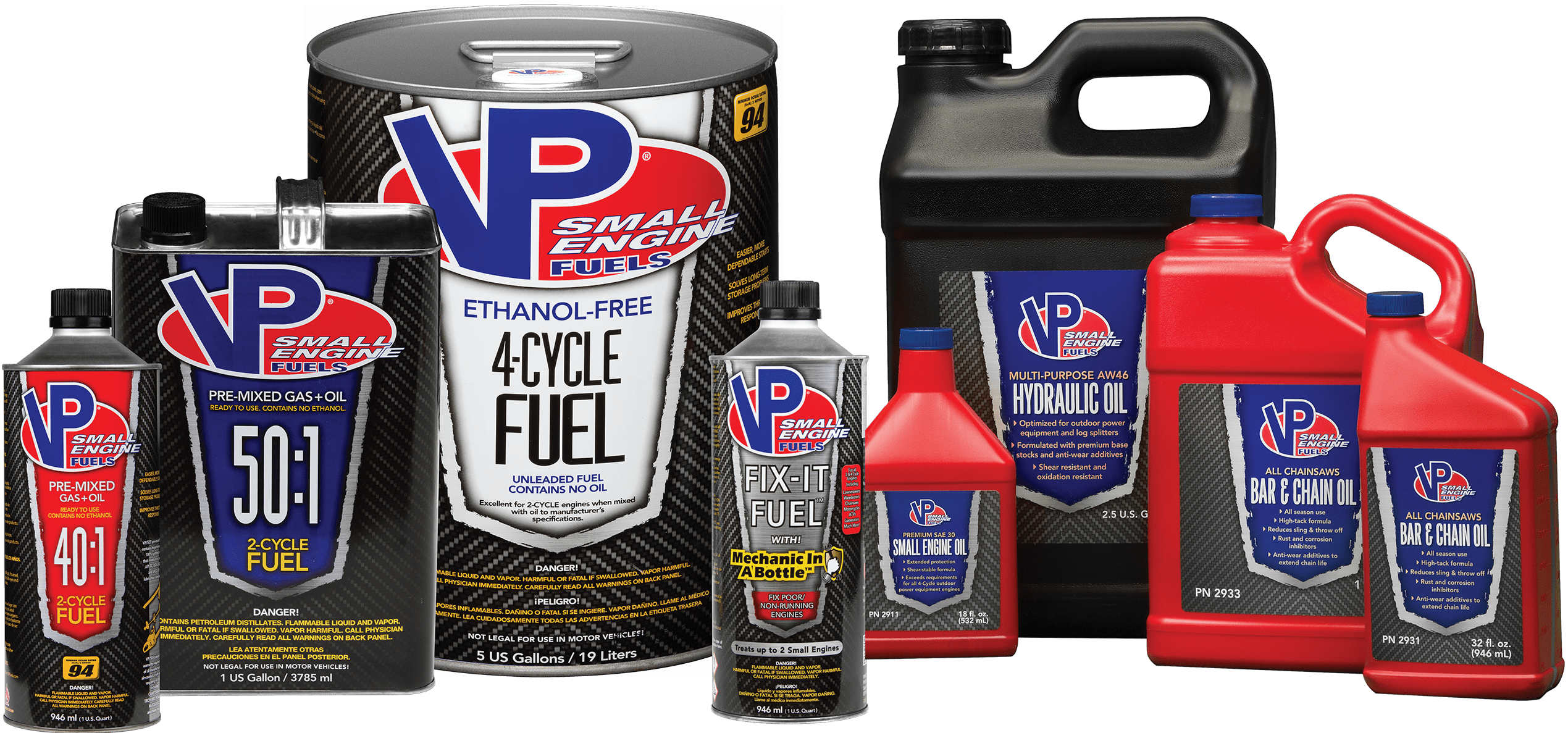 VP's line of fuel and oils for small outdoor power equipment