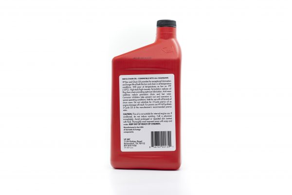 VP chain and and bar oil - back label