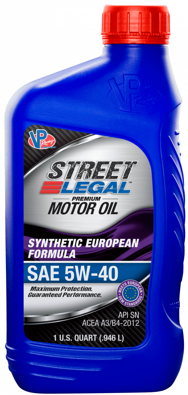 VP Street Legal 5W-40 Synthetic Oil - European Blend - 1 quart bottle