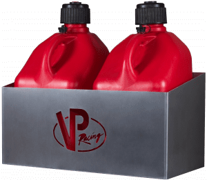 Metal 5 gallon jug holder for VP Motorsport Containers. Holds 2 jugs.
