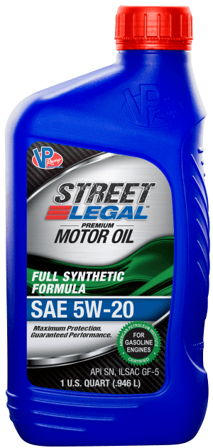 VP Street Legal full synthetic 5W20 oil. 1 quart bottle
