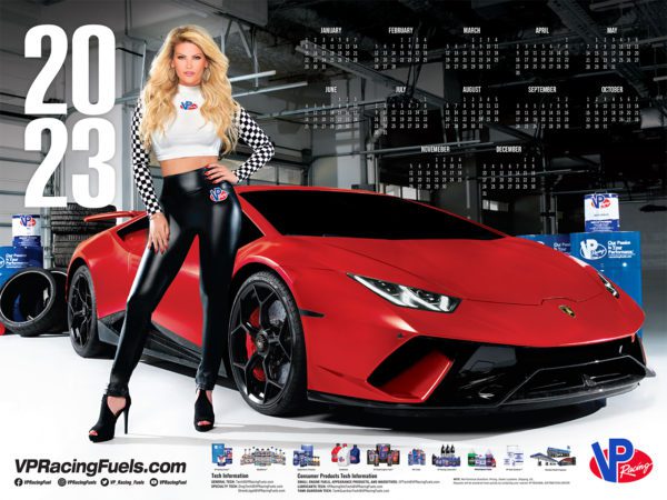 VP Racing calendar poster for 2023 featuring model Heidi Fahrenbach