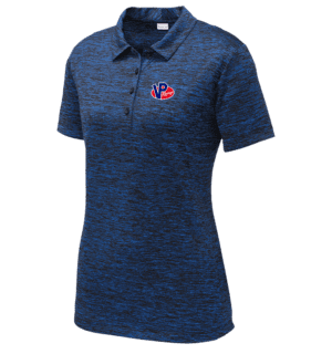 VP ladies' black and royal blue shirt - electric heather polo with PosiCharge technology