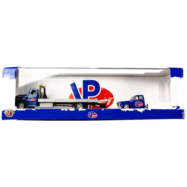 Blister pack with a 1968 VP Racing Chevy C60 Hauler and a '76 GMC truck 1:64 diecast. Produced by M2 Machine