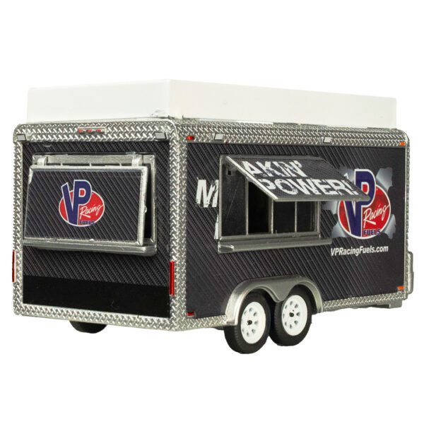 VP Racing "Makin' Power!" diecast merchandise trailer. Part of the Greenlight Collectibles 1/64 VP pickup truck & merch trailer limited-edition diecast